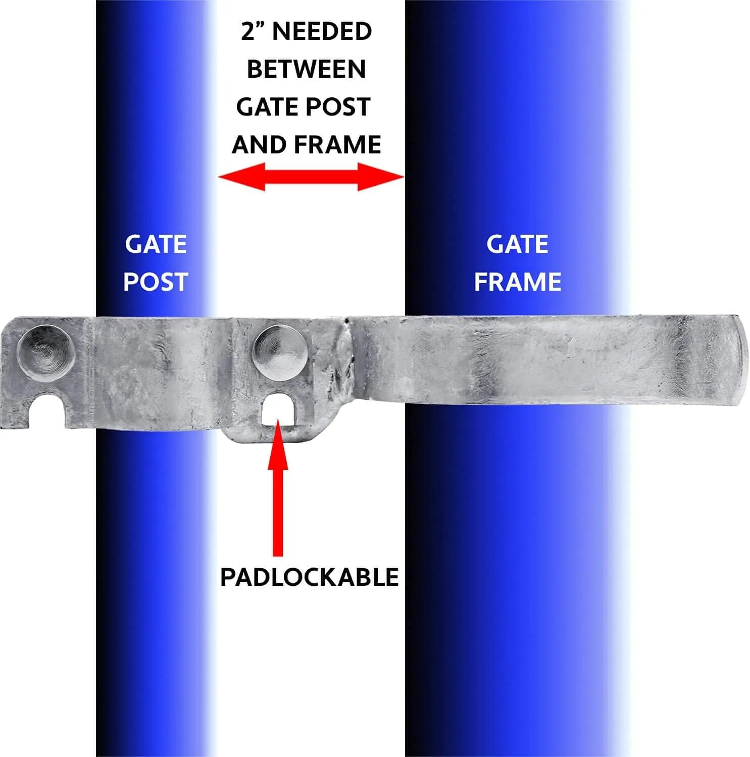 1-3/8" x 2-3/8" Chain Link Fence Gate Fork Latch - Fence Gate Latch - Galvanized Fence Gate Latch with Hole for Padlock