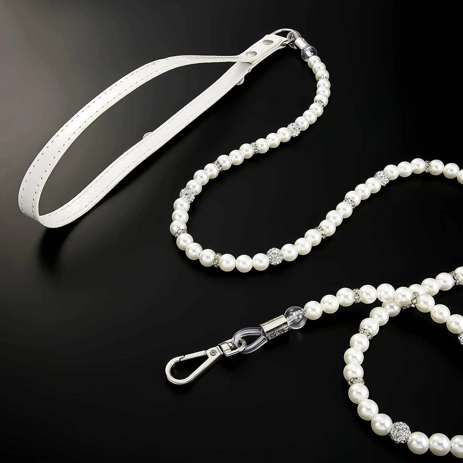 2 Pcs Pearl Collar and Leash for Dogs