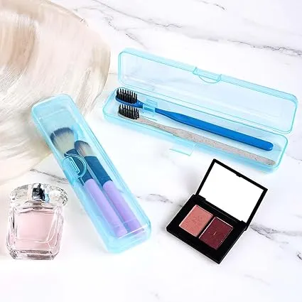 2 Pcs Portable Toothbrush Case, Clear Blue Travel Toothbrush Holder Cover