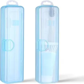2 Pcs Portable Toothbrush Case, Clear Blue Travel Toothbrush Holder Cover