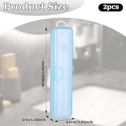 2 Pcs Portable Toothbrush Case, Clear Blue Travel Toothbrush Holder Cover