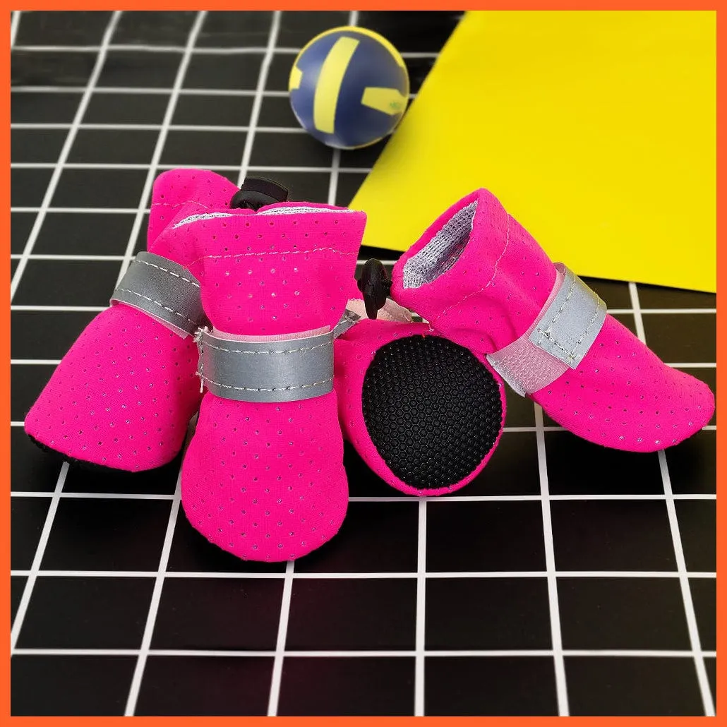 4Pcs/Set Pet Anti-Slip Small Dog Shoes | Cute Reflective Spring Summer Pet Shoes