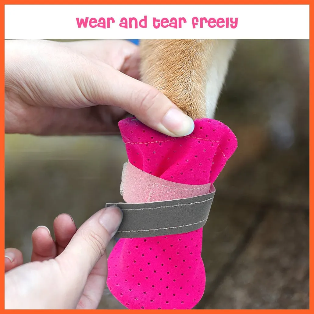 4Pcs/Set Pet Anti-Slip Small Dog Shoes | Cute Reflective Spring Summer Pet Shoes