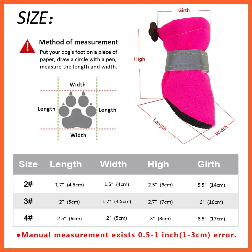 4Pcs/Set Pet Anti-Slip Small Dog Shoes | Cute Reflective Spring Summer Pet Shoes