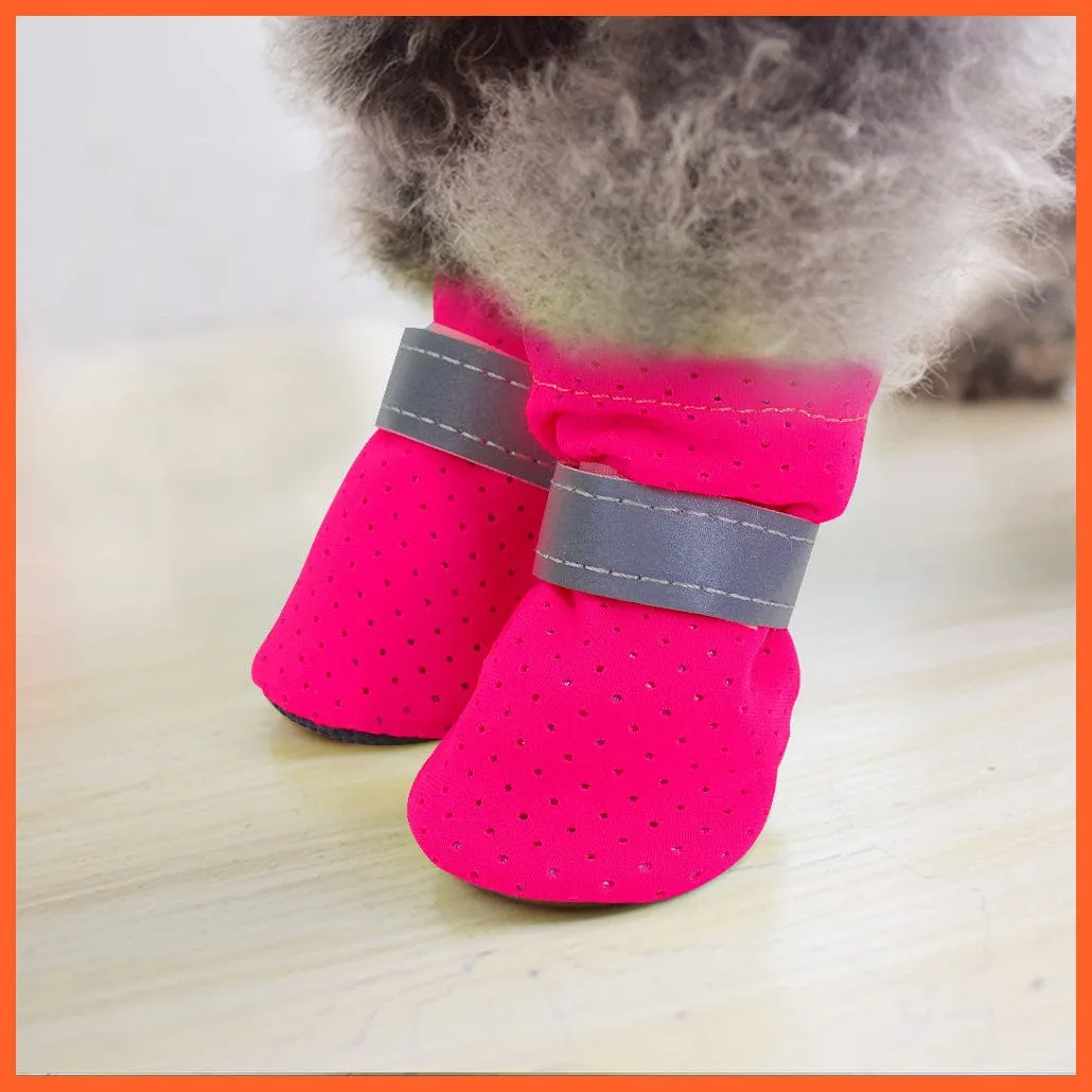 4Pcs/Set Pet Anti-Slip Small Dog Shoes | Cute Reflective Spring Summer Pet Shoes
