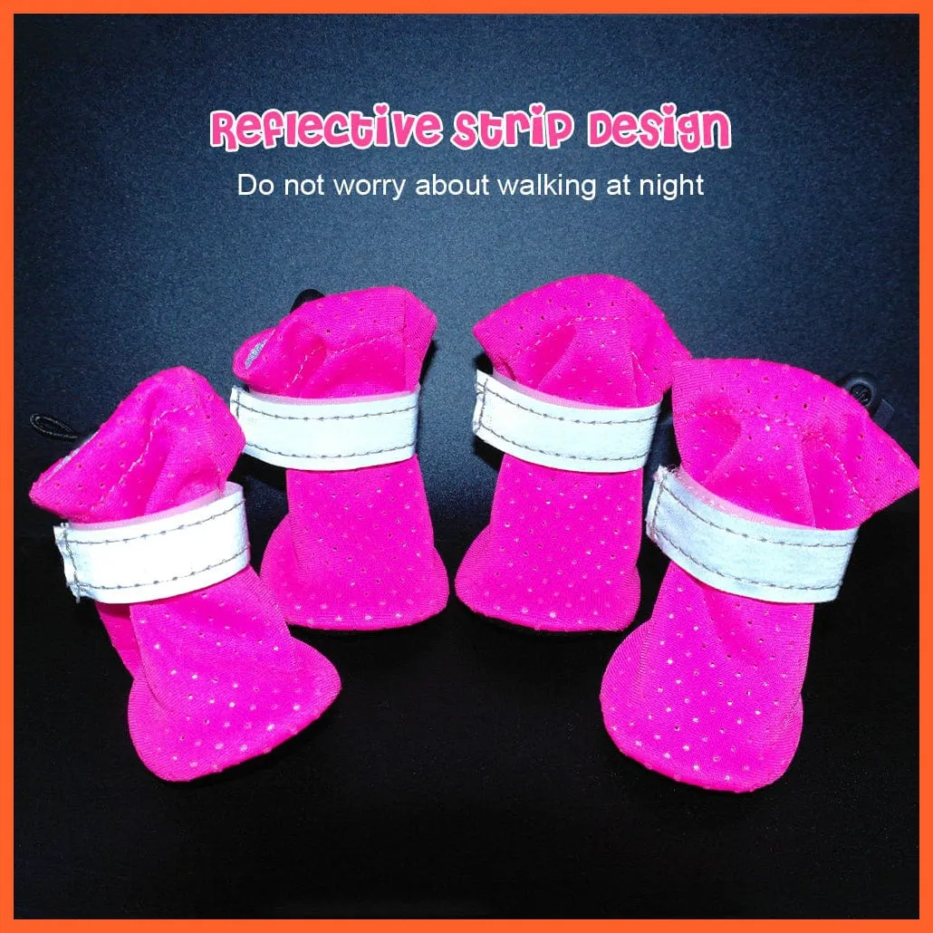 4Pcs/Set Pet Anti-Slip Small Dog Shoes | Cute Reflective Spring Summer Pet Shoes