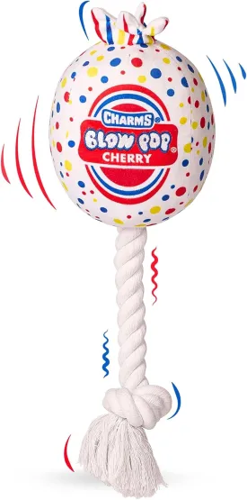 Blow Pop Plush & Rope Dog Toy  Scented Squeaky Plush with Durable Rope Stick  Tug, Fetch & Chew Toy for Dogs  Available in Jumbo & Medium Sizes  Apple, Cherry, Grape & Watermelon