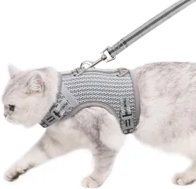 Cat Harness and Leash Escape Proof Cat Leash for Walking Travel Kitten Harness Service Cat Vest Grey Small