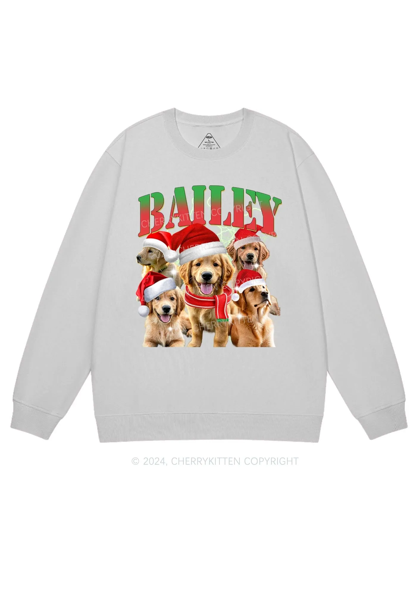 Christmas Custom Pet Photo Y2K Sweatshirt Cherrykitten