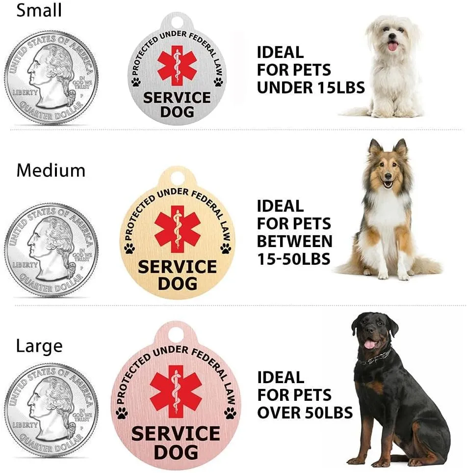 Custom Engraved Emotional Support Animal (ESA) and Service Dog & Cat ID Tag, Customized Info Engraved on Stainless Steel Tag for Therapy Pets, Personalized Laser Engraved Dog Collar Tag
