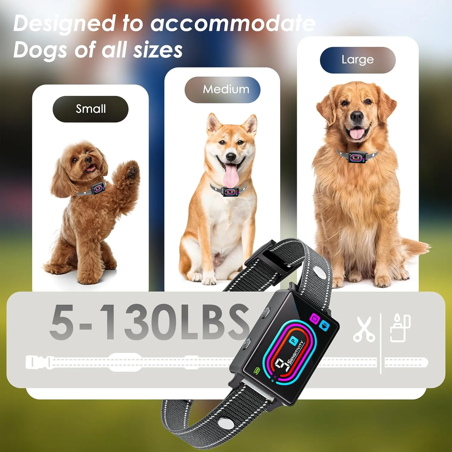Dog Bark Collar 3 Pack, 2025 Smart Bark Collars for Dogs Large Medium Small 5-130 lbs, Bark Collar 9 Adjustable Sensitivity 5 Training Modes, Anti-Bark Training Collar Beeping Vibrator