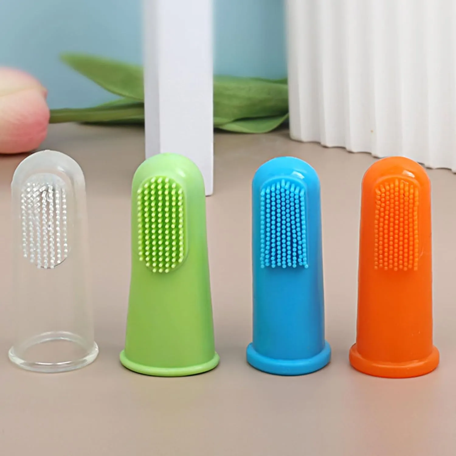 Dog Toothbrush Silicone Finger Brush Soft Bristles and Dots for Easy Teeth Care for Cats Dogs