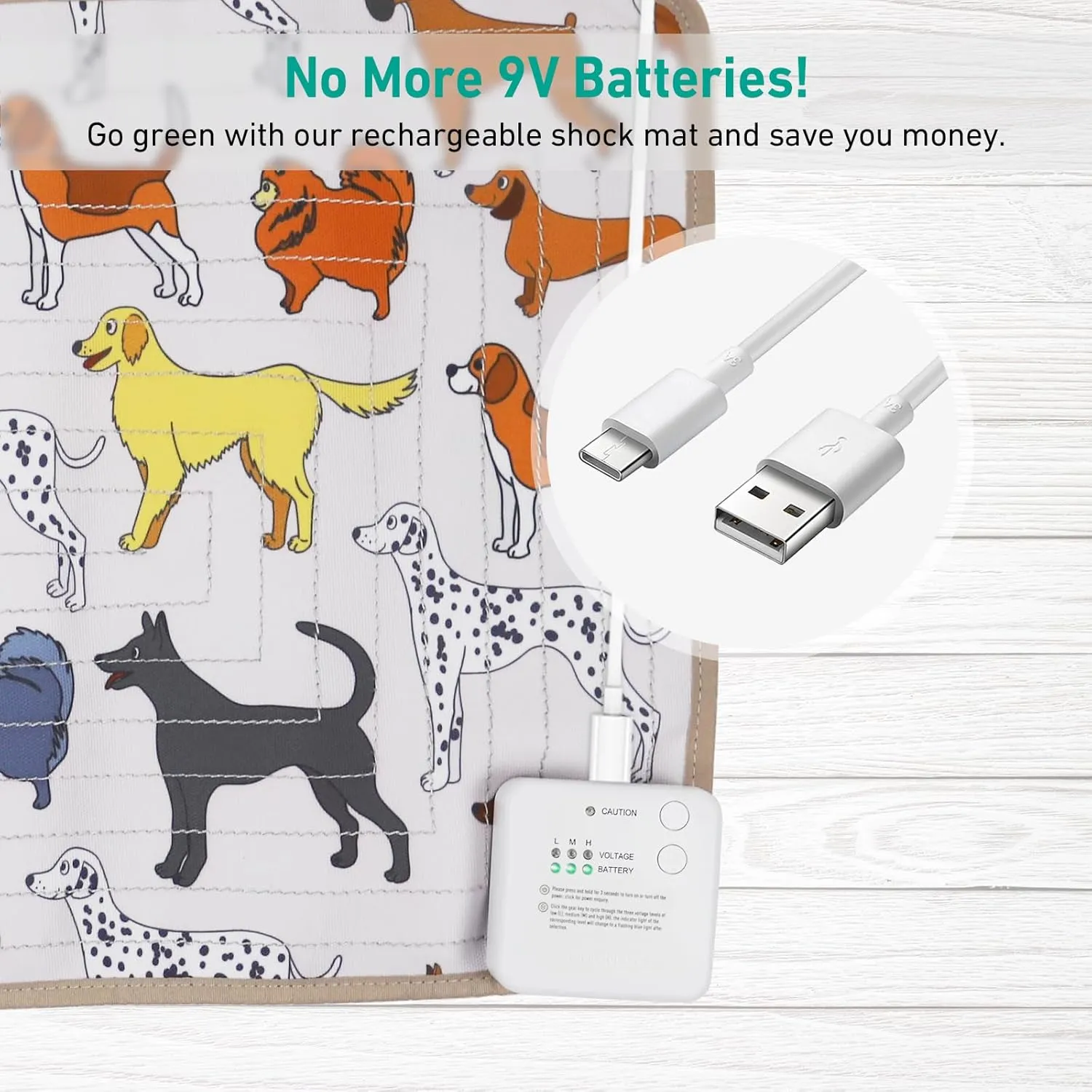 DOGNESS Rechargeable Pet Shock Mat, 31"x15" Safe Cat Repellent Mat Electronic Training Pads Keep Dogs and Cats Off Couch, Bed, Indoor Cat Deterrent Mat (Dog Cartoon)