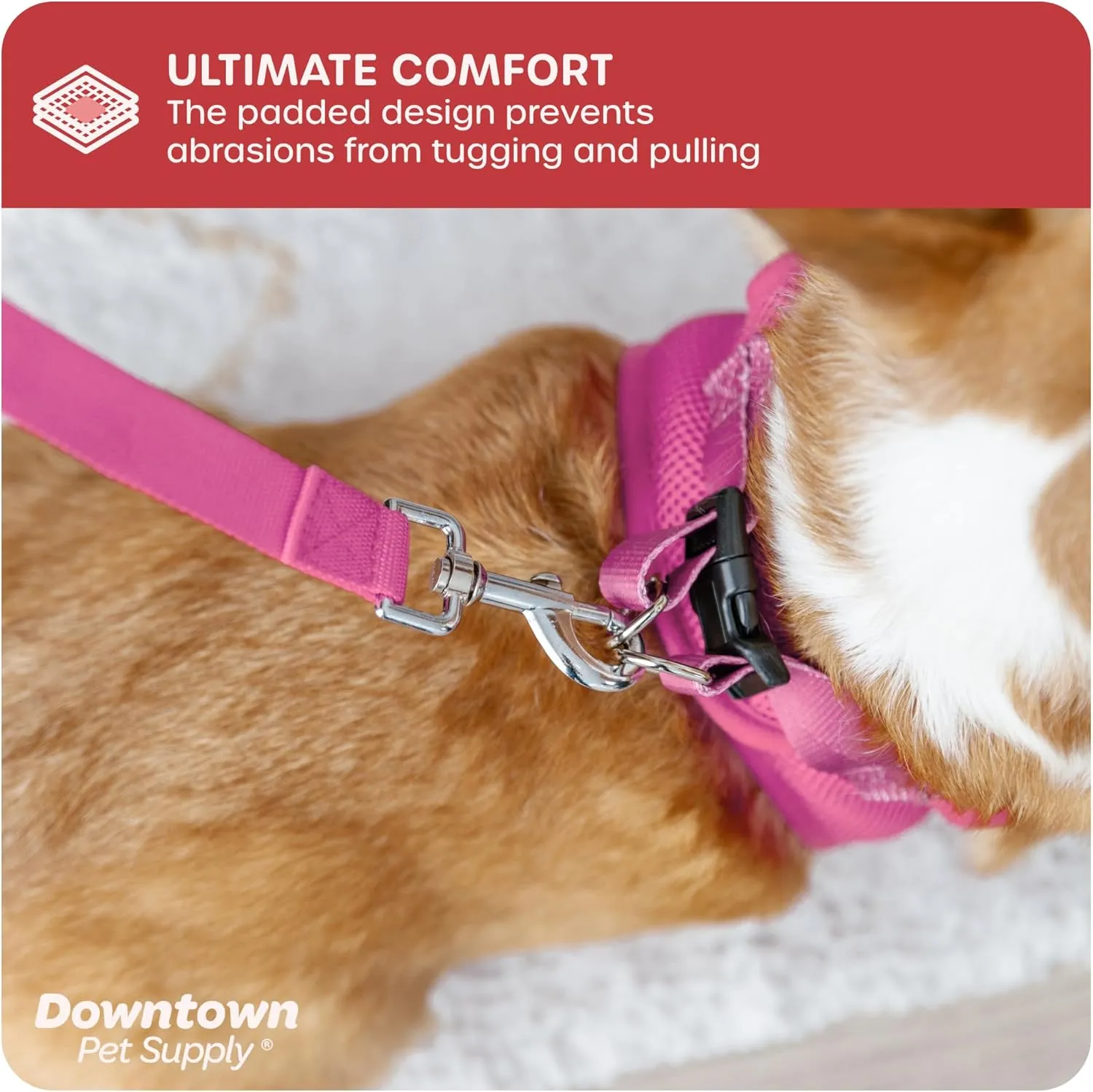Downtown Pet Supply Step in Dog Harness for Small Dogs No Pull, X-Small, Pink - Adjustable Harness with Padded Mesh Fabric and Reflective Trim - Buckle Strap Harness for Dogs