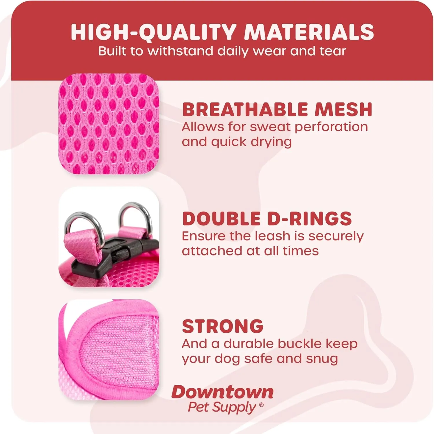 Downtown Pet Supply Step in Dog Harness for Small Dogs No Pull, X-Small, Pink - Adjustable Harness with Padded Mesh Fabric and Reflective Trim - Buckle Strap Harness for Dogs