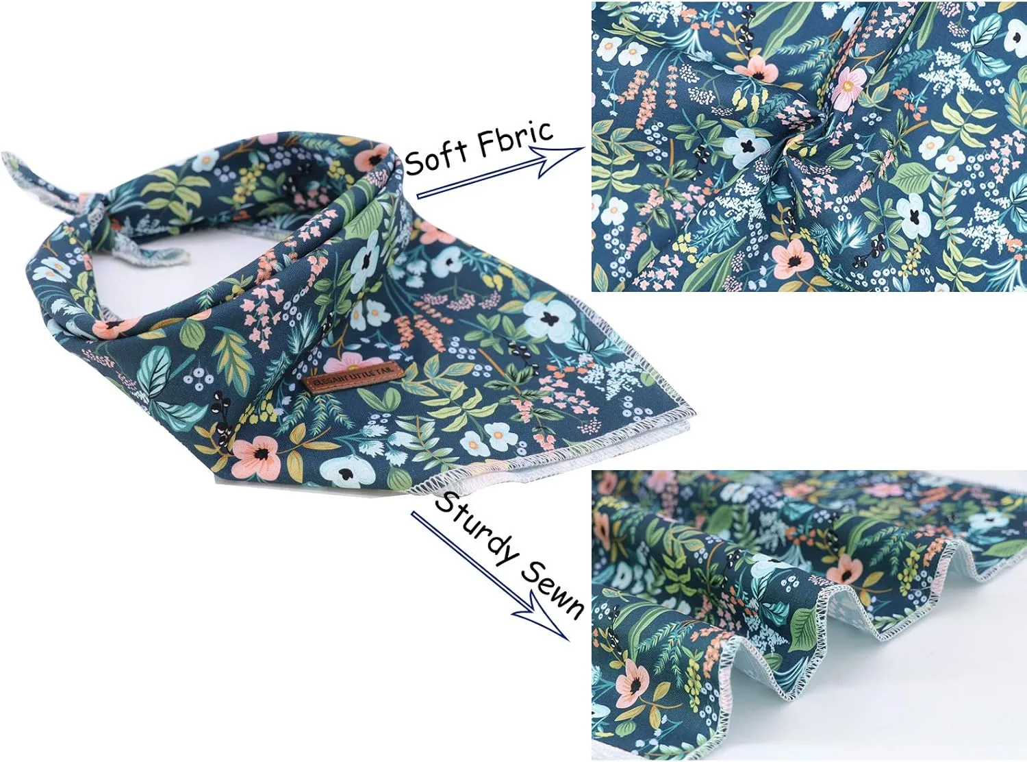 Elegant Little Tail Bandana for Boy Girl Small Medium Large Dogs, Comfortable Bibs Scarf, Adjustable Square Kerchief