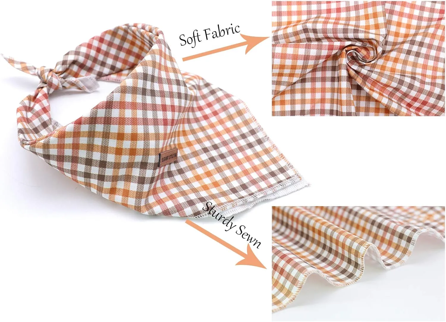 Elegant Little Tail Dog Bandana for Boy Girl Small Medium Large Dogs, Comfortable Bibs Scarf, Adjustable Square Kerchief