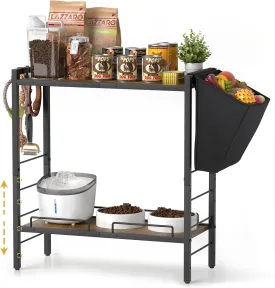 Elevated Dog Feeding Station, 23"D x11"W Large Raised Bowl Stand with Toy Basket Bin, 4 Height Adjustable Food Bowl Holder Cabinet Pet Storage Organizer for Medium Small Dogs Cats