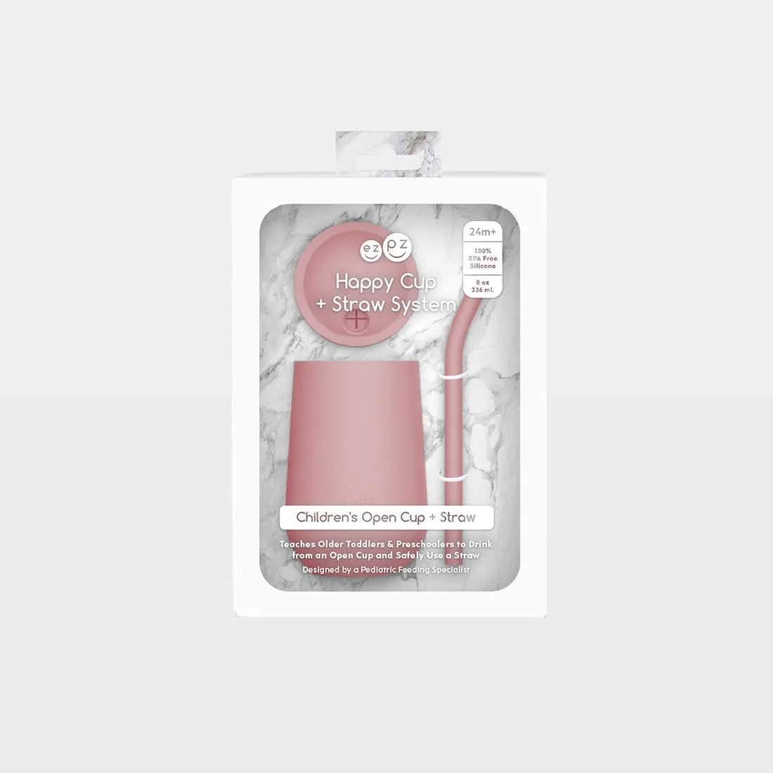 ezpz Happy Cup   Straw System - 24 months  (Blush) - 100% Silicone Cup   Straw for Older Toddler   Preschoolers
