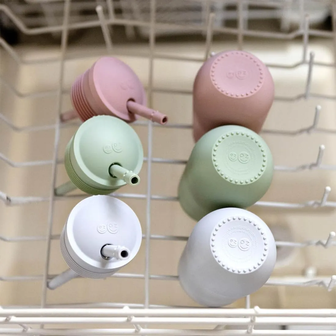 ezpz Happy Cup   Straw System - 24 months  (Blush) - 100% Silicone Cup   Straw for Older Toddler   Preschoolers