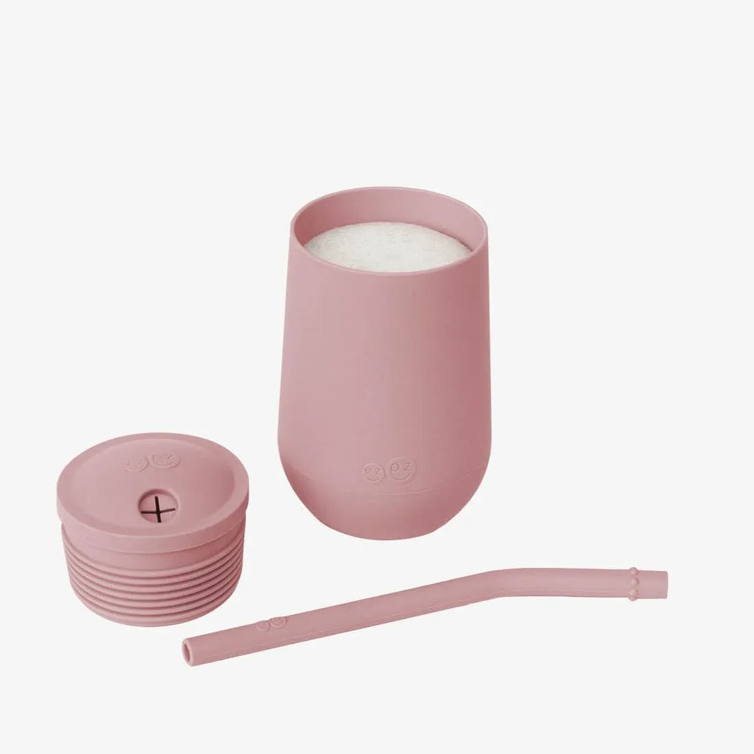 ezpz Happy Cup   Straw System - 24 months  (Blush) - 100% Silicone Cup   Straw for Older Toddler   Preschoolers