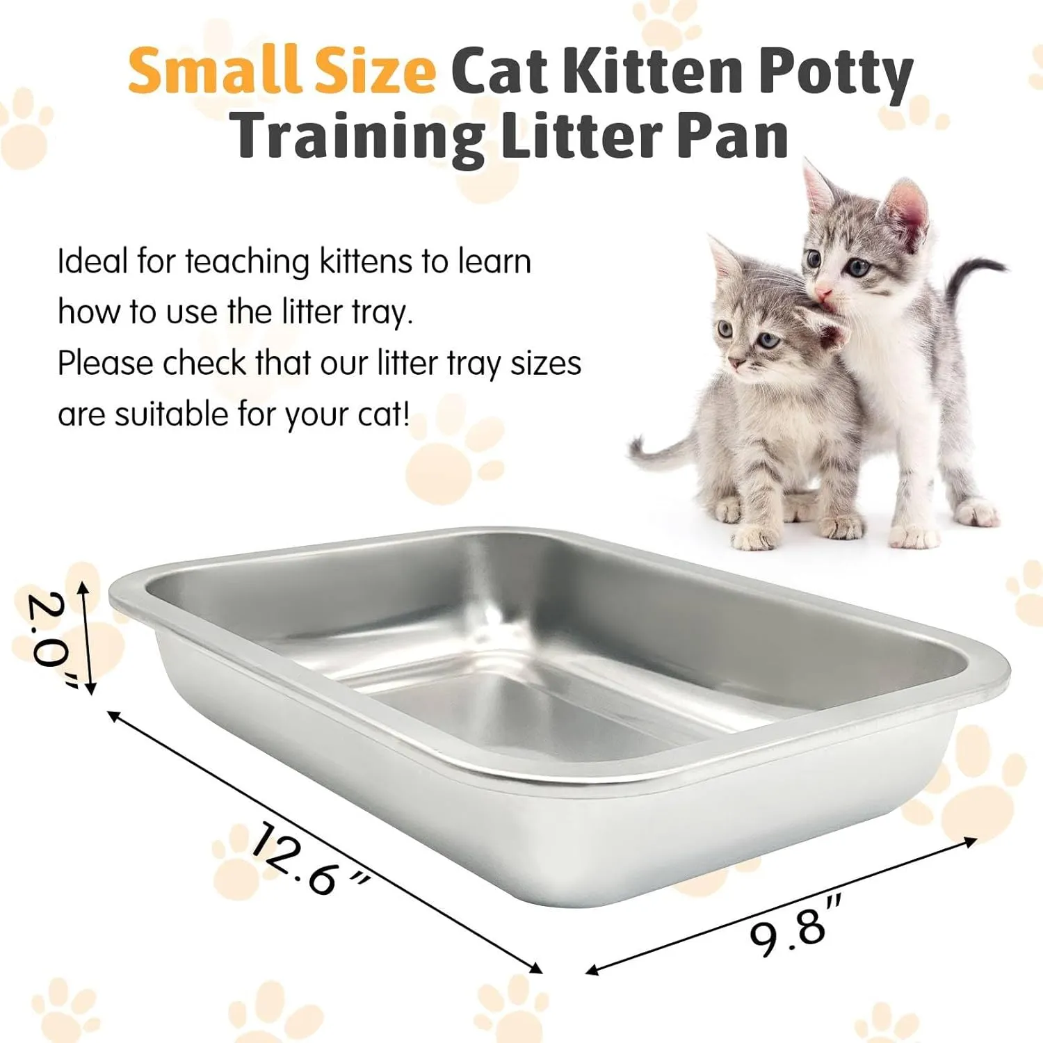 Fhiny 4Pack Stainless Steel Low Entry Litter Box, Small Size Metal Cat Open Pan Potty, Kitten Training Toilet, Odor Control Smooth Surface Easy to Clean for Kittens and Bunnies, Silver
