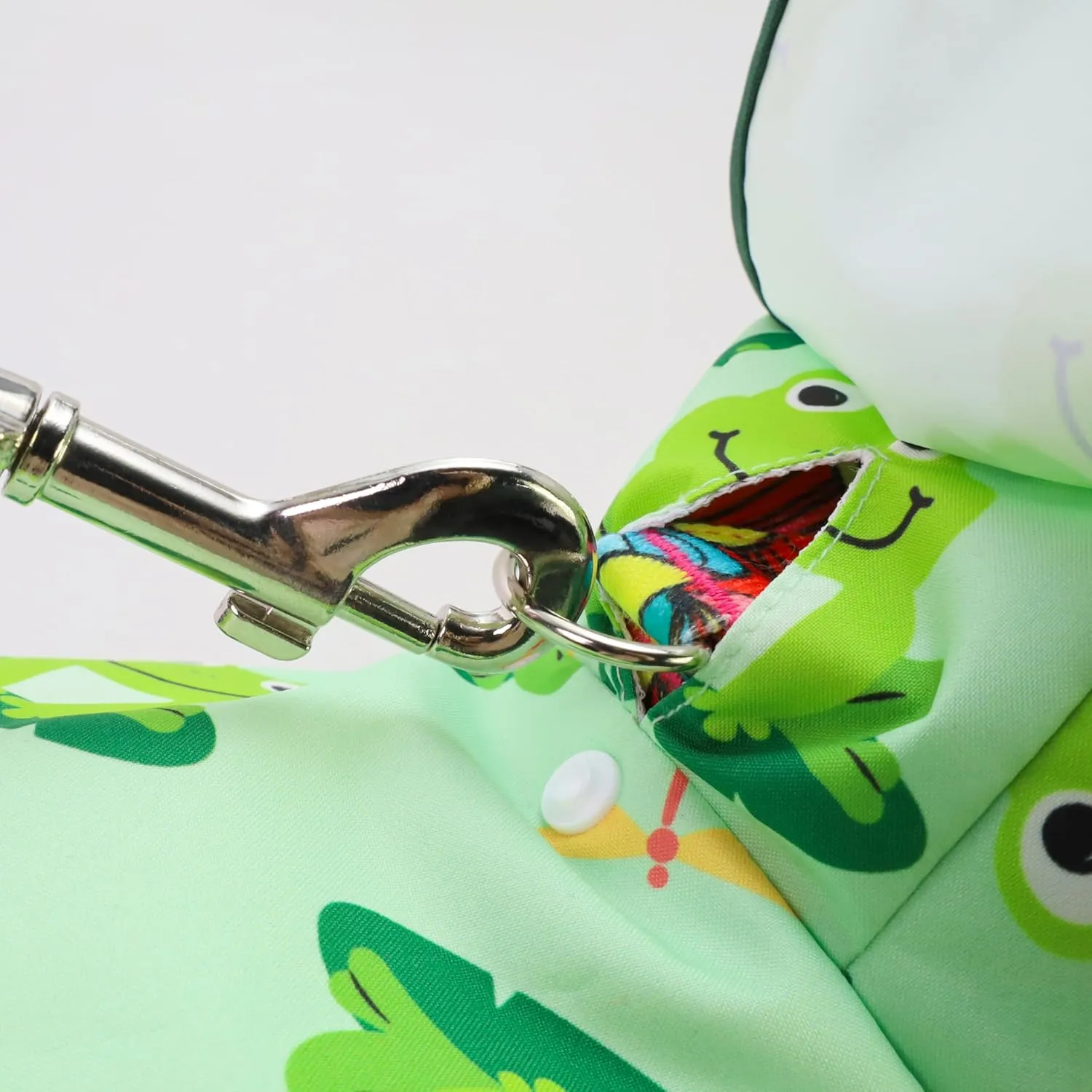 Fitwarm Funny Frog Dog Raincoat with Hood, Waterproof Rain Jacket for Small Dogs Boy Girl, Reflective Pet Poncho with Harness Hole, Packable, Adjustable, Green, Small