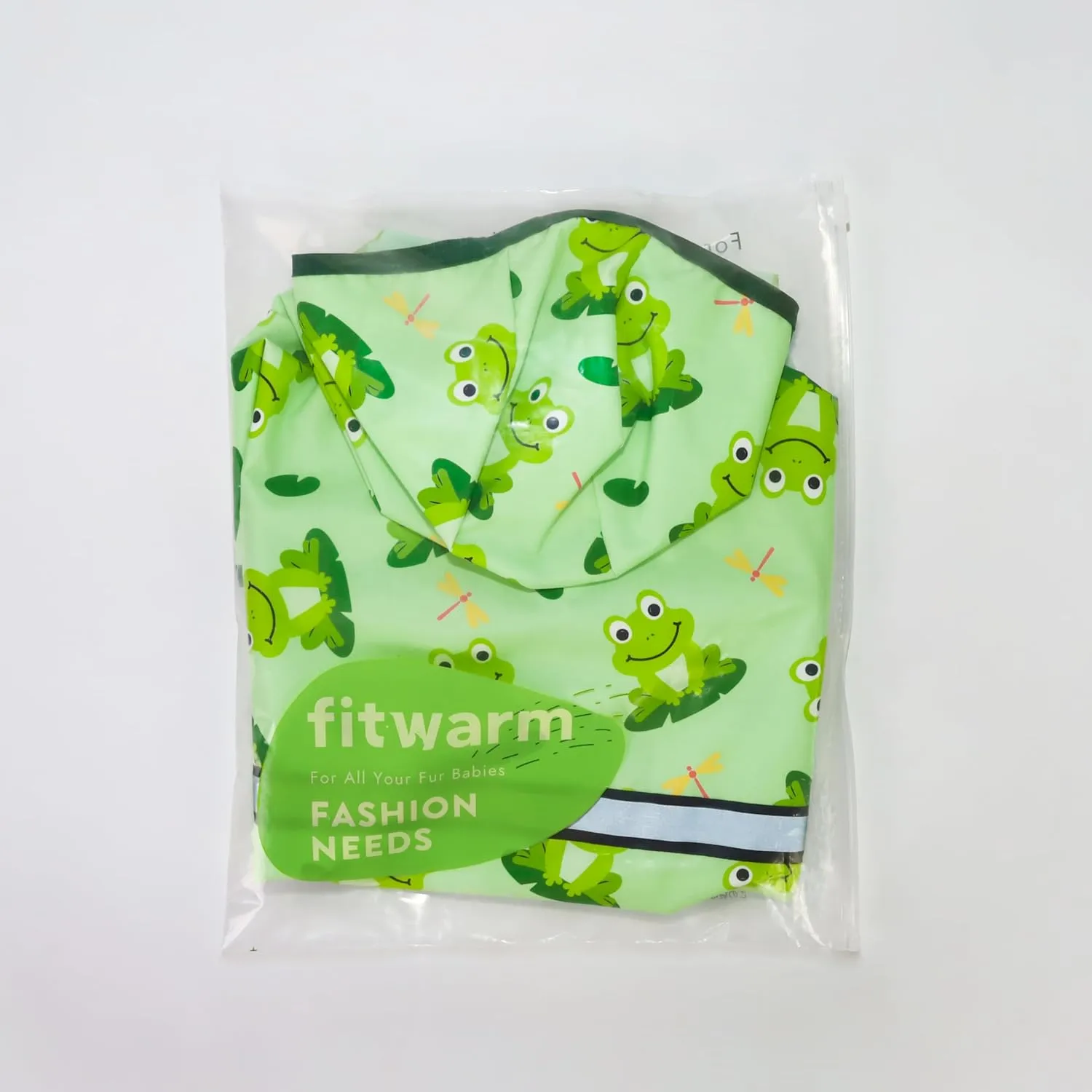 Fitwarm Funny Frog Dog Raincoat with Hood, Waterproof Rain Jacket for Small Dogs Boy Girl, Reflective Pet Poncho with Harness Hole, Packable, Adjustable, Green, Small