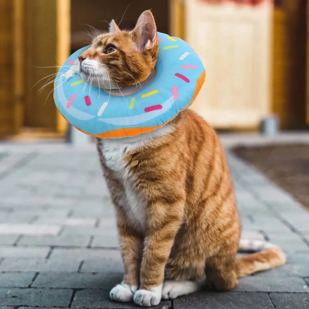 FRIUSATE Soft Cat Recovery Collar - Adjustable Donut Cone to Stop Licking, Comfortable & Lightweight for Cats & Kittens After Surgery