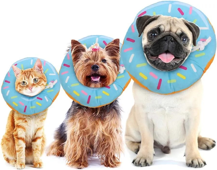 FRIUSATE Soft Cat Recovery Collar - Adjustable Donut Cone to Stop Licking, Comfortable & Lightweight for Cats & Kittens After Surgery
