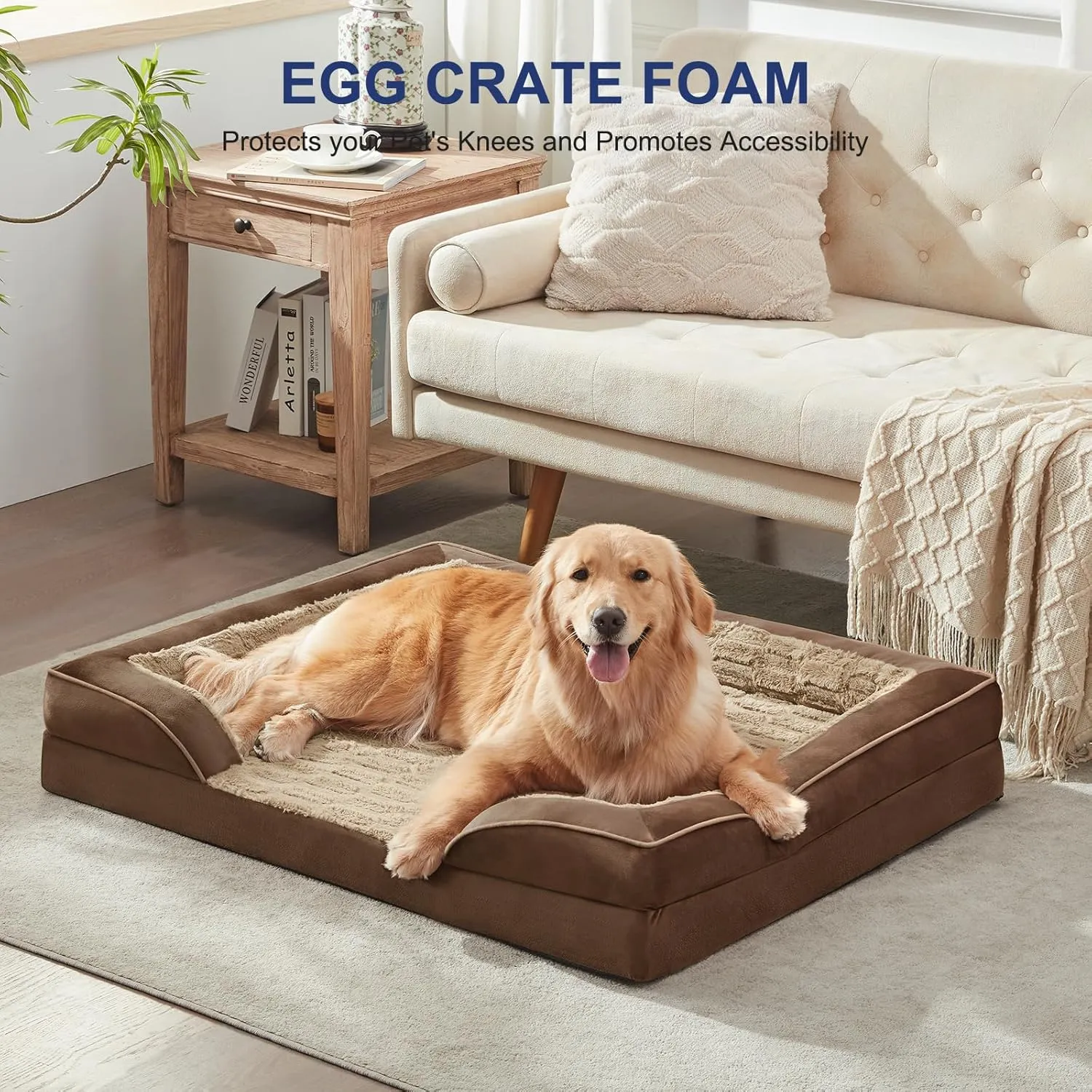 FURTIME Orthopedic Small Dog Beds - Waterproof Ultra Comfy Supportive Foam Pet Couch with Removable Washable Cover, Nonskid Bottom