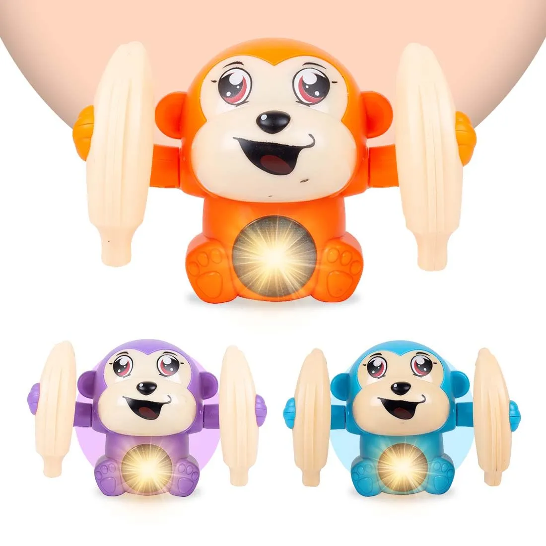 Gooyo GY-2020 Battery Operated Voice Control Monkey Toy with Musical, Dancing,Spinning,Rolling and Sensor Feature for Gifts/Kids/Babies/Boys/Girls|Orange Color,Power Source:3xAAA Battery(Not Included)