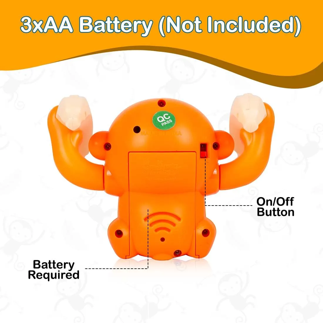 Gooyo GY-2020 Battery Operated Voice Control Monkey Toy with Musical, Dancing,Spinning,Rolling and Sensor Feature for Gifts/Kids/Babies/Boys/Girls|Orange Color,Power Source:3xAAA Battery(Not Included)