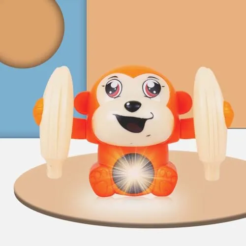 Gooyo GY-2020 Battery Operated Voice Control Monkey Toy with Musical, Dancing,Spinning,Rolling and Sensor Feature for Gifts/Kids/Babies/Boys/Girls|Orange Color,Power Source:3xAAA Battery(Not Included)