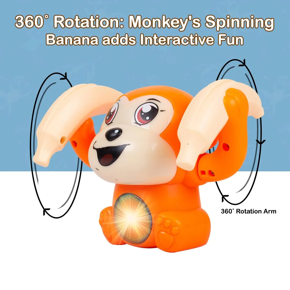 Gooyo GY-2020 Battery Operated Voice Control Monkey Toy with Musical, Dancing,Spinning,Rolling and Sensor Feature for Gifts/Kids/Babies/Boys/Girls|Orange Color,Power Source:3xAAA Battery(Not Included)