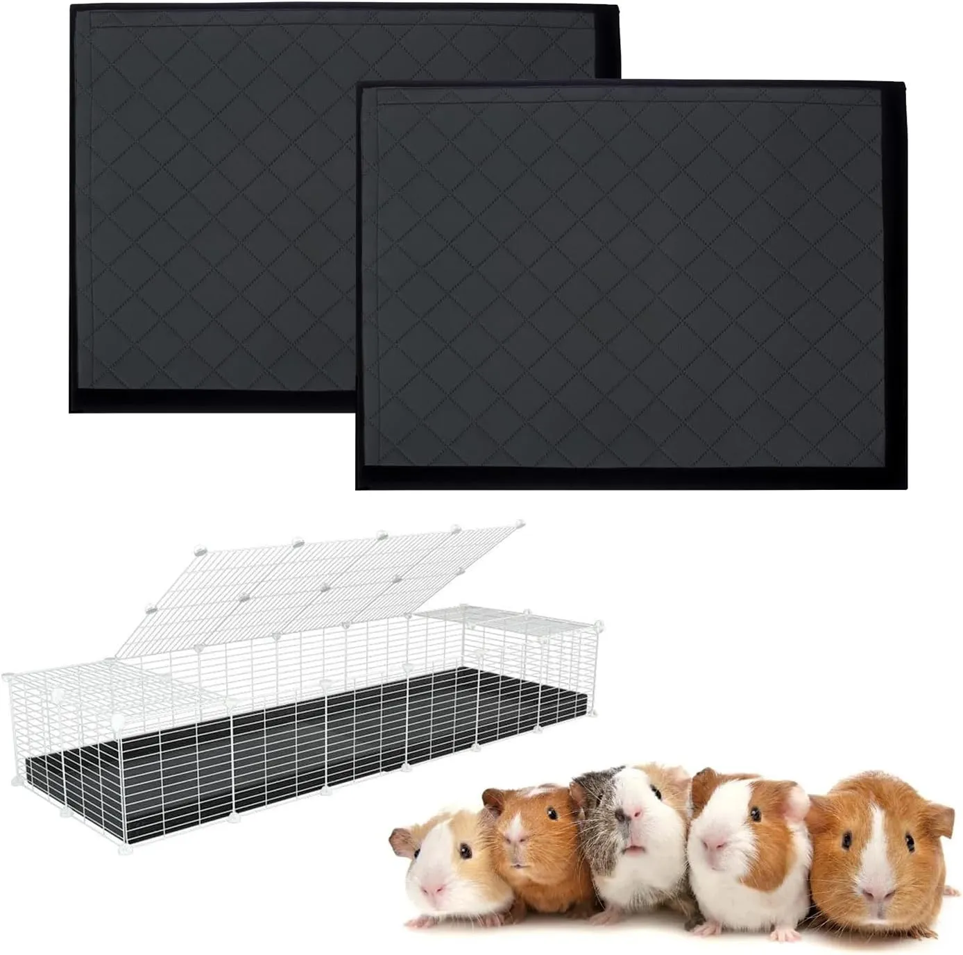Guinea Pig Pee Pad - Washable Pee Pads for Small Pets - Modular Cage Liners - 2 Pack