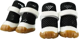 HDKUW Dog Shoes for Hot Pavement,Mesh Breathable Waterproof Dog Booties,Anti-Slip Sole and Skid-Proof Paw Protector,Outdoor Hiking Dog Boots for Small Medium Dogs Black 1#