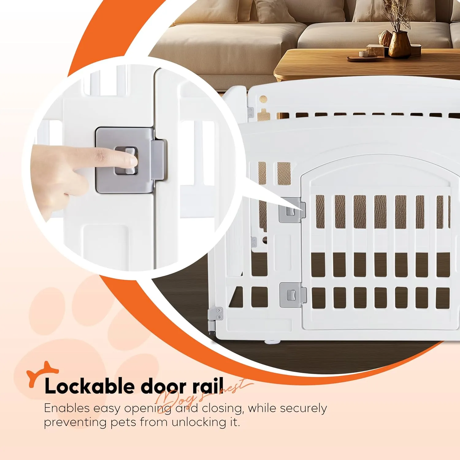 HealSmart 4 Panel 24" Plastic Dog Playpen, Folding & Portable Pet Playpen for Indoor & Outdoor Use, Safe & Secure Fence, Ideal for Small to Medium Dogs, White