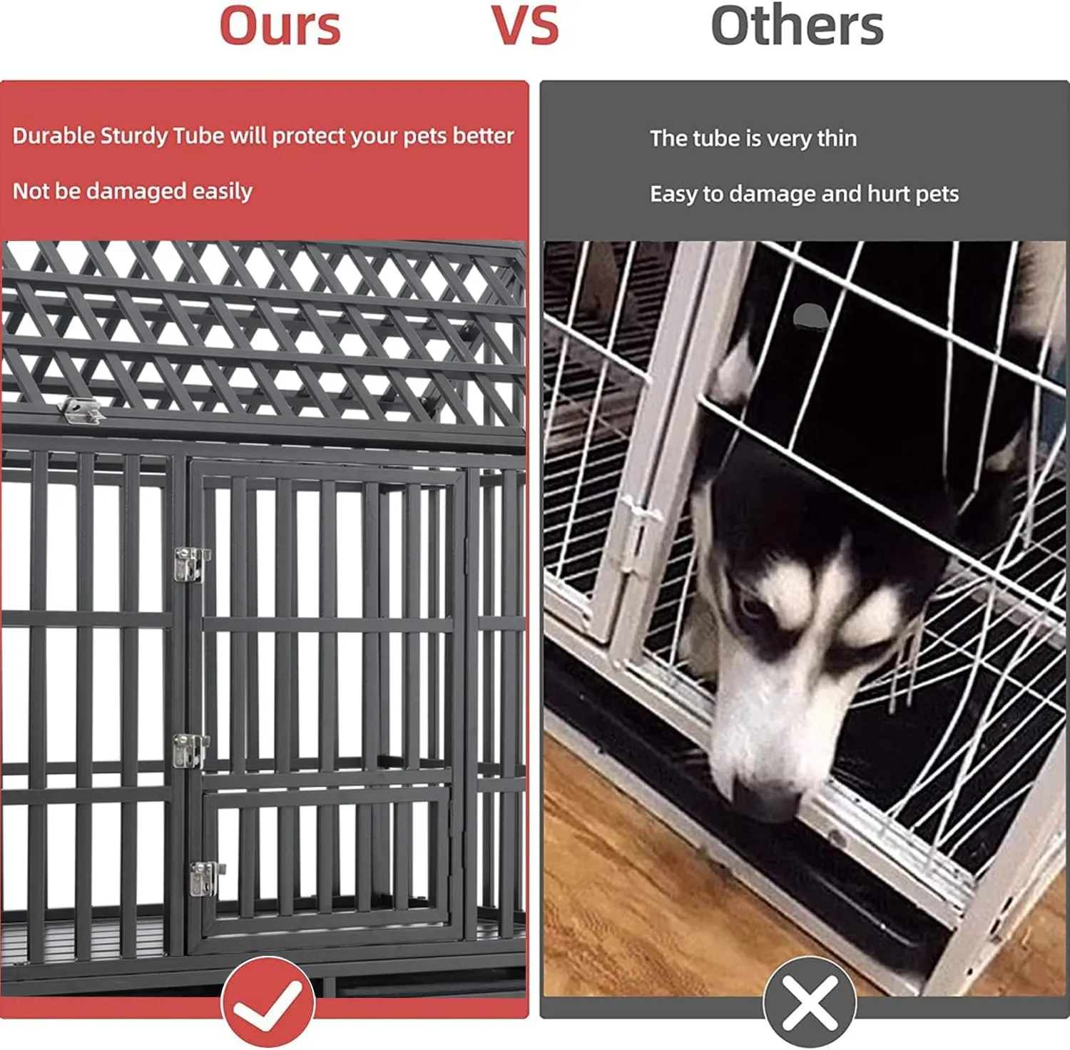 Heavy Duty Dog Cage Crate Kennel Playpen, Large Strong Metal for Small Medium Large Dogs and Pets, Easy to Assemble with Prevent Escape Locks and Removable Trays, 47''/Black