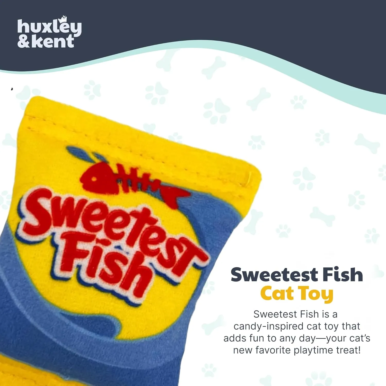 Huxley & Kent Plush Cat Toy - Sweetest Fish - Snack Attack Strong Catnip Filled - Plush Interactive Kitten and Cat Toy with Catnip and Crinkle - Kittybelles