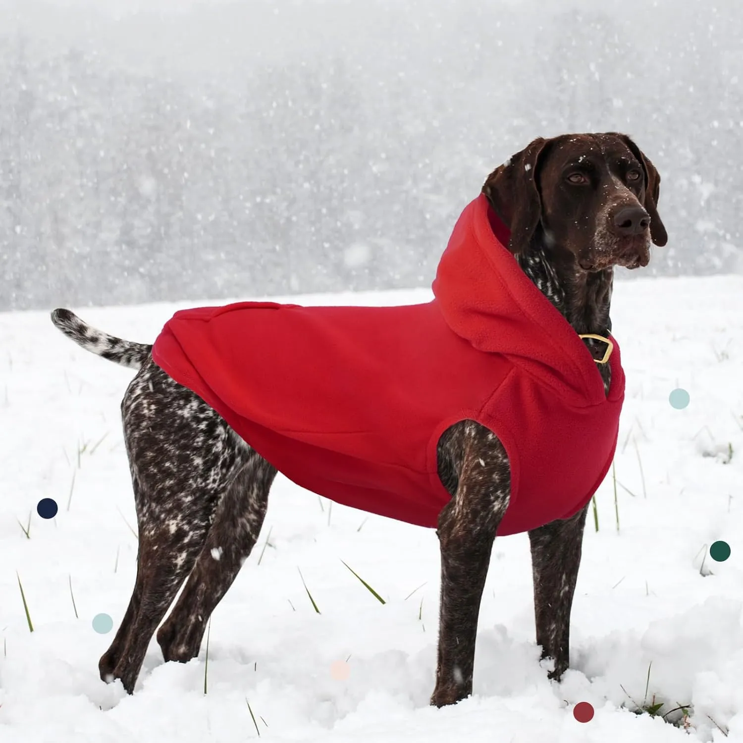 IECOii Dog Hoodie for Large Dogs, Warm Fleece Sweater With Leash Hole, Cozy Cold Weather Coat for Fall Winter, Hoodies Vest for French Bulldog, Dachshund, Red, L