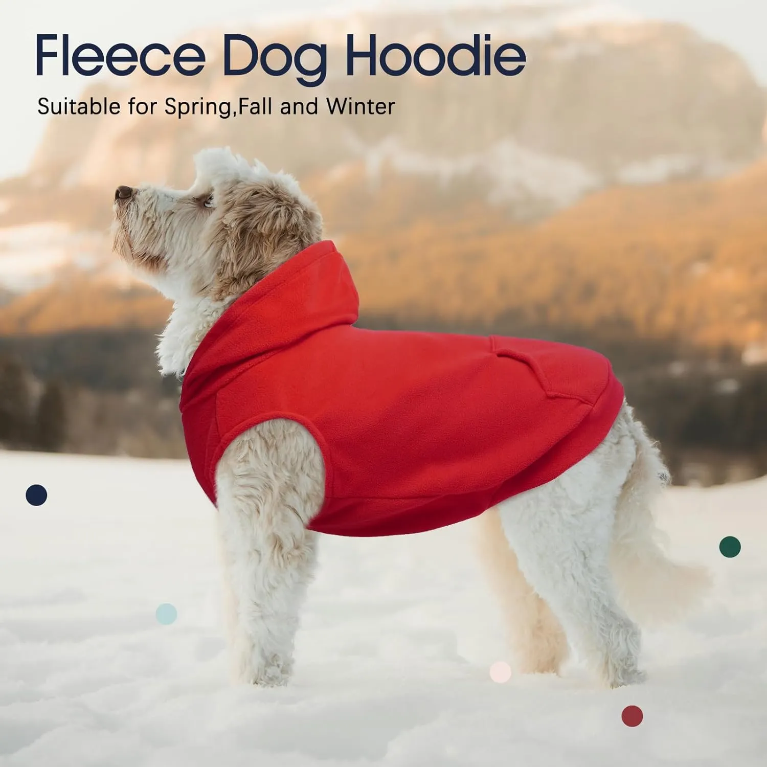 IECOii Dog Hoodie for Large Dogs, Warm Fleece Sweater With Leash Hole, Cozy Cold Weather Coat for Fall Winter, Hoodies Vest for French Bulldog, Dachshund, Red, L