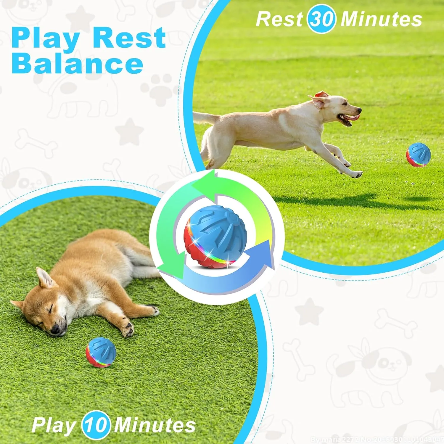 Interactive Dog Toys Ball, Active Rolling Ball with Remote Control LED Lights, Peppy Pet Ball for Medium Large Dogs Boredom, Activated Automatic Moving Dog Ball Toys, USB Rechargeable, Blue