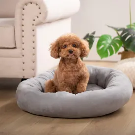 KASENTEX Round Dog Bed for Small Dogs and Puppies - Donut-Shaped, Anti-Slip, Machine Washable Cat Bed - Grey, 20x20 Inches