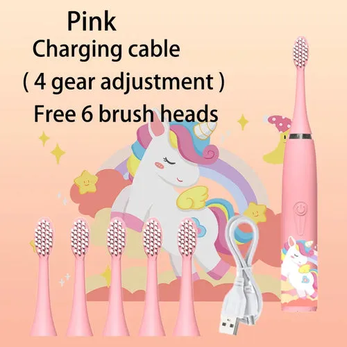 Kids Sonic Electric Toothbrush Colorful Cartoon For Kids Ultrasonic