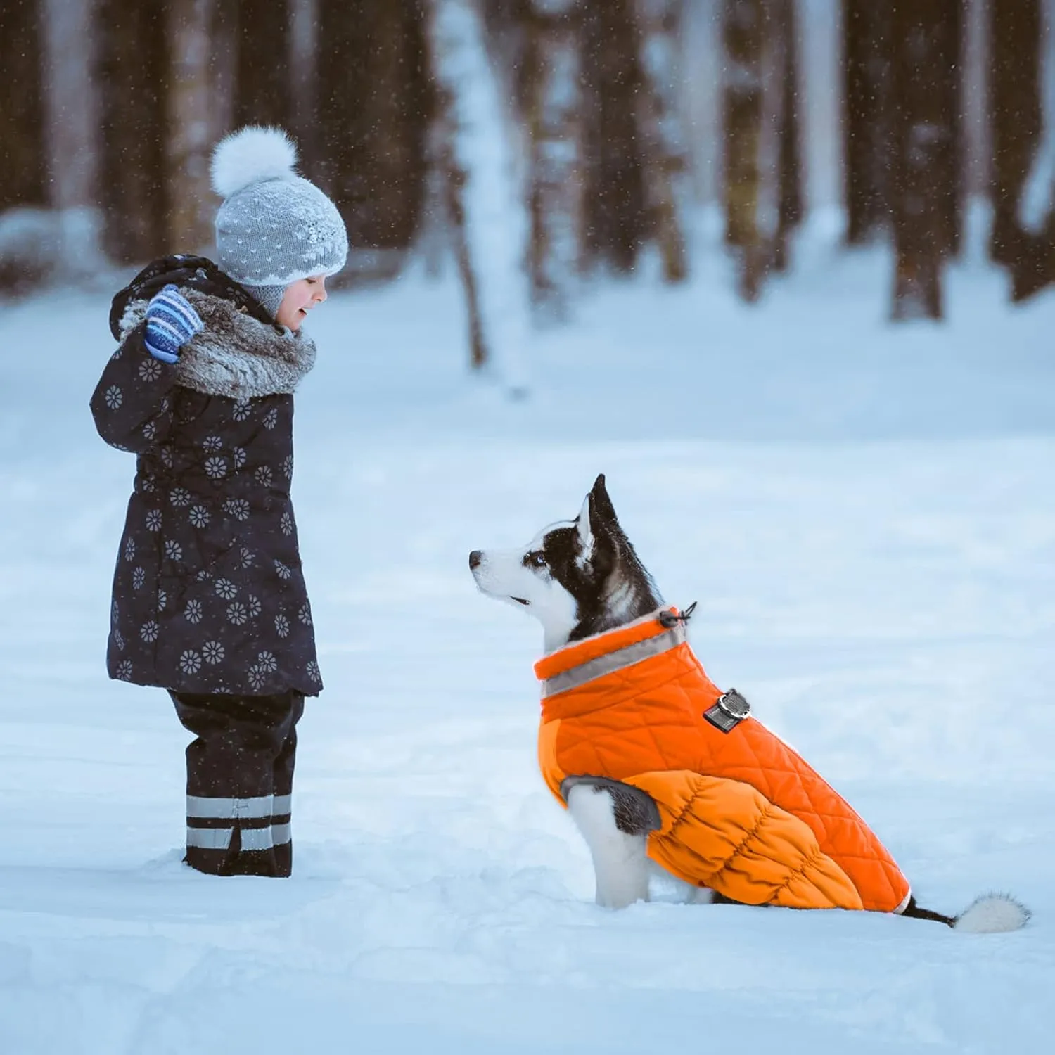 Lelepet Dog Coat with Harness Built in, Waterproof, Windproof, Reflective, Fleece Vest with Turtleneck & Zipper - Coats for Medium Dogs in Cold Weather, Blaze Orange, M