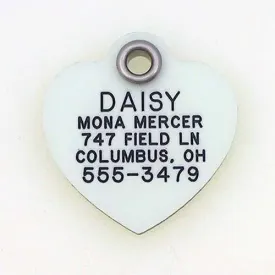 LuckyPet Glow in The Dark Dog and Cat ID Tag - Durable Custom Tags for Pets - Silent Personalized Pet Identification - Easy to Read Engraving - Small, Heart