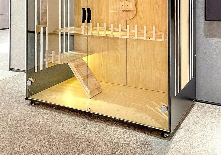 Luxury Wood Double-Layer Cat Villa