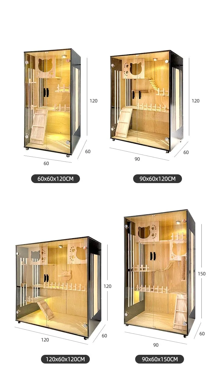 Luxury Wood Double-Layer Cat Villa