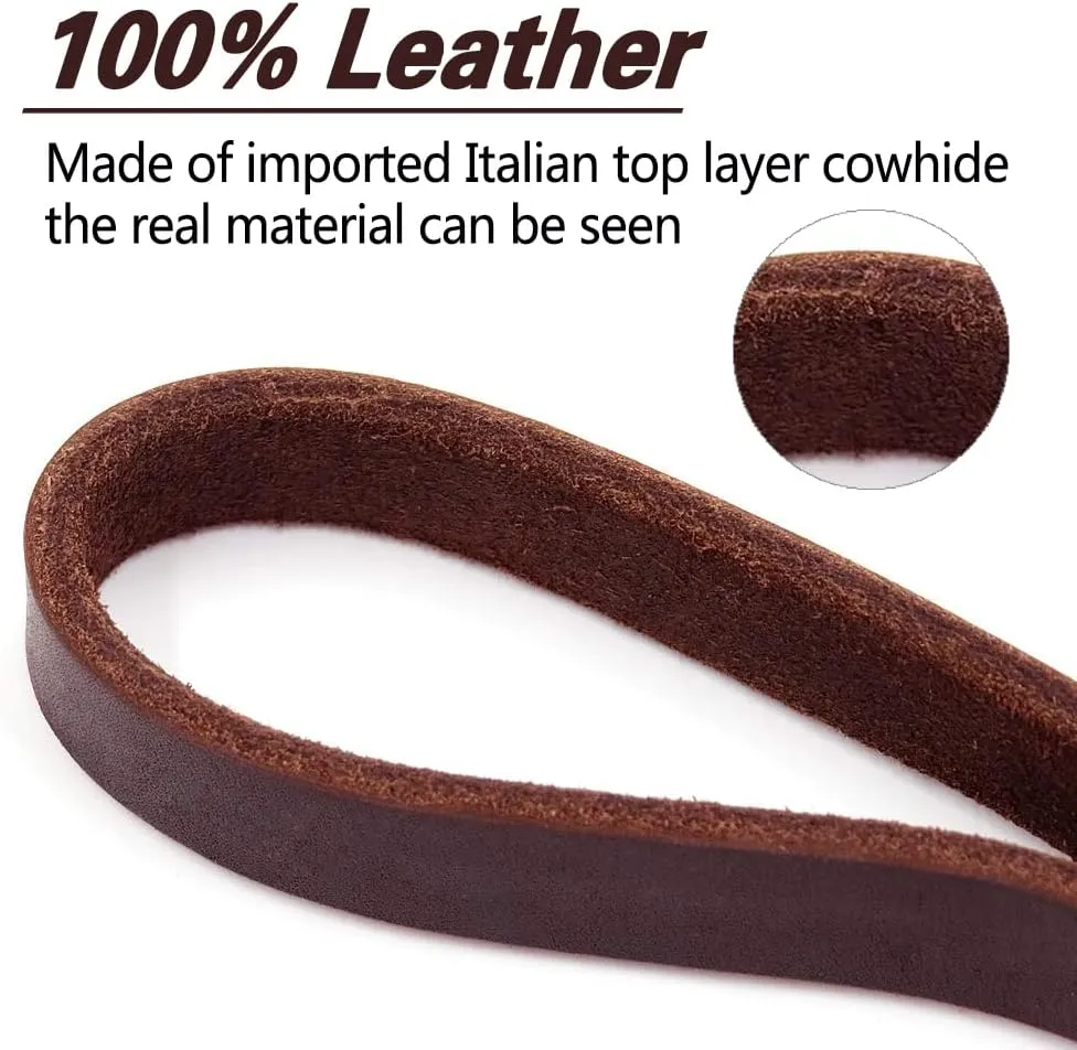 LWBMG Leather Dog Leash 6ft x 3/4 inch, Heavy Duty Genuine Leather Braided Dog Training Leash, Soft and Strong Pet Lead for Large, Medium, Small Dogs